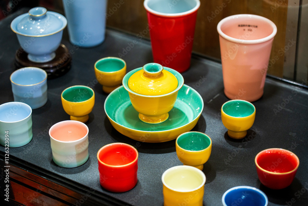 Vibrant Collection of Handcrafted Ceramics Featuring Diverse Colors and Shapes Vibrant Collection of Handcrafted Ceramics Featuring Diverse Colors and Shapes