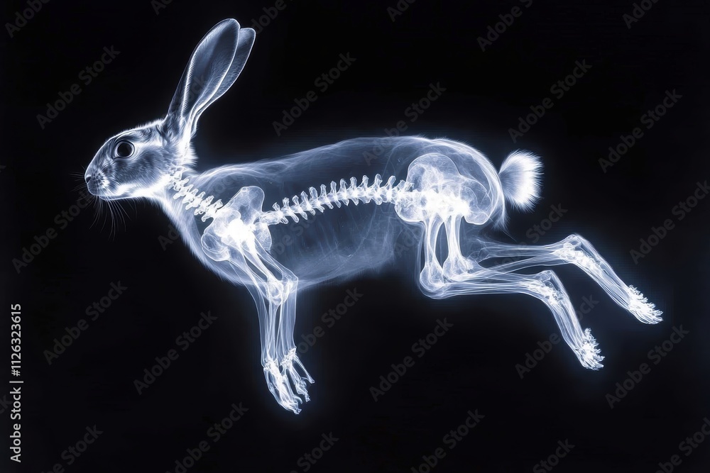 X-ray Image of a Rabbit Showing Skeletal Structure and Joints X-ray Image of a Rabbit Showing Skeletal Structure and Joints