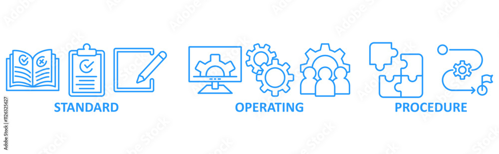 SOP icon set illustration concept with icon of standard, operating, procedure SOP icon set illustration concept with icon of standard, operating, procedure