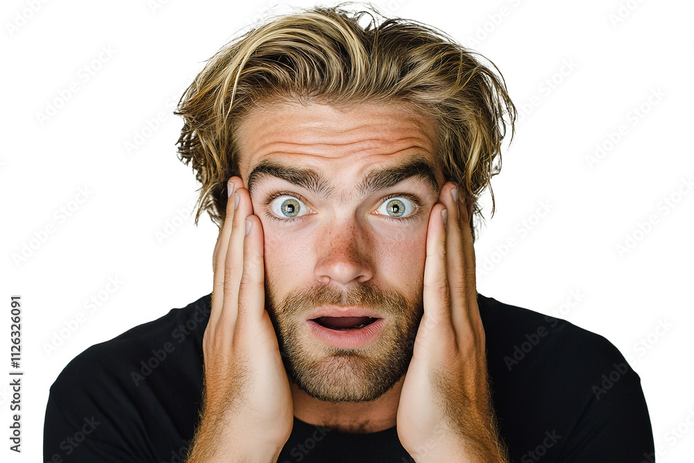 Photograph of a man with a shocked expression Photograph of a man with a shocked expression