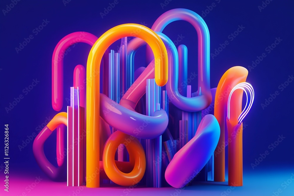Fototapeta premium Data Stream Flow illustration: Dynamic Tech Visualization Background Wallpaper 3d