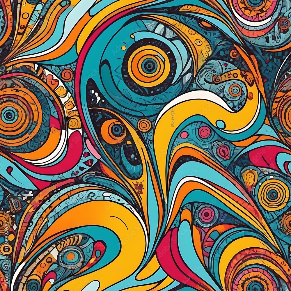 Abstract Swirls of Color: A vibrant and intricate pattern featuring a kaleidoscope of swirling colors. Blue, yellow, orange. Abstract Swirls of Color: A vibrant and intricate pattern featuring a kaleidoscope of swirling colors. Blue, yellow, orange.