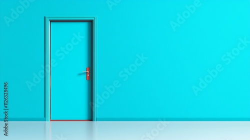 Blue Door to Opportunity: A solitary blue door stands against a vibrant turquoise wall, a minimalist composition that evokes a sense of possibility and new beginnings.