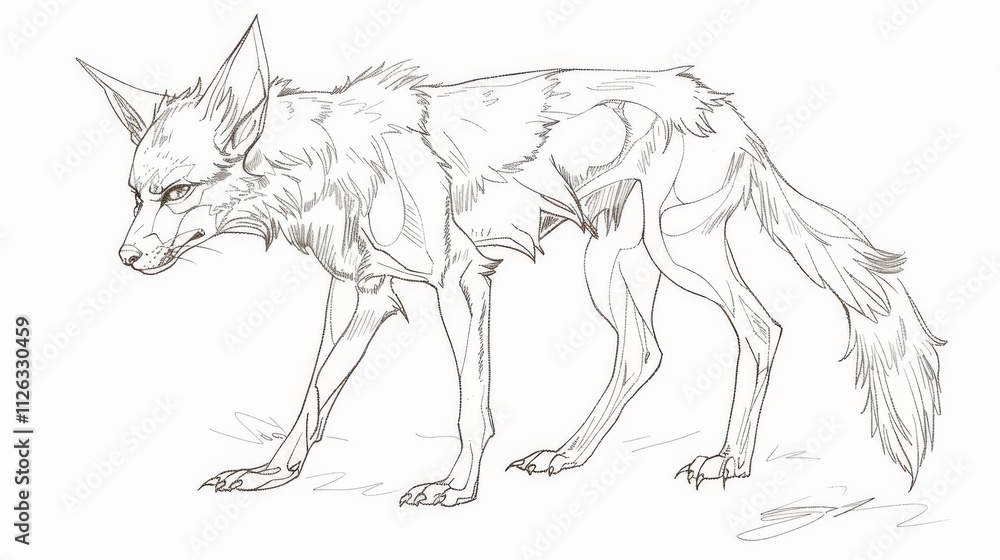 Sketch of a Jackal on Clean White Background Sketch of a Jackal on Clean White Background