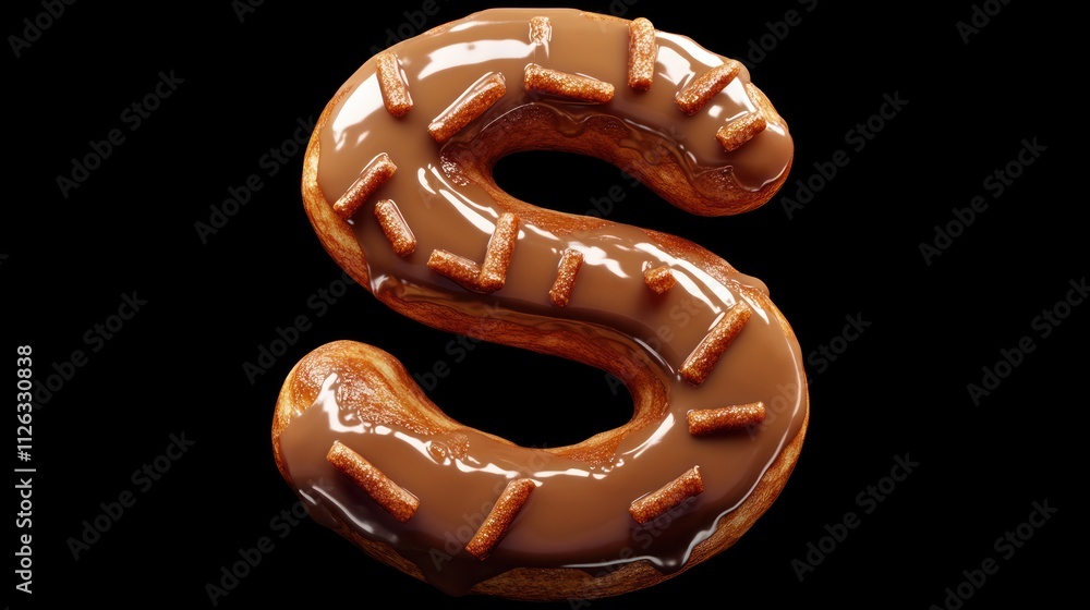A chocolate-covered pastry shaped like the letter A chocolate-covered pastry shaped like the letter