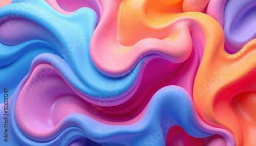 Abstract Swirling Pastel Colors Fluid Design