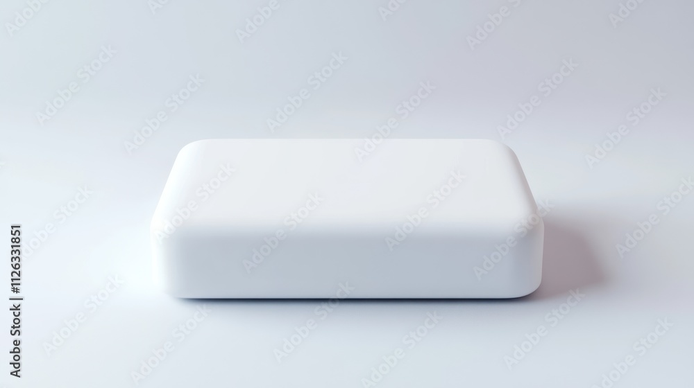 A simple, smooth, white rectangular object on a light background. A simple, smooth, white rectangular object on a light background.