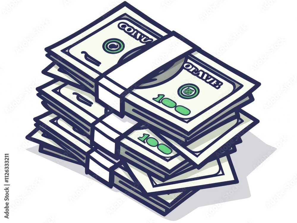 Illustration of a stack of money designed for safe financial practices and investments Illustration of a stack of money designed for safe financial practices and investments