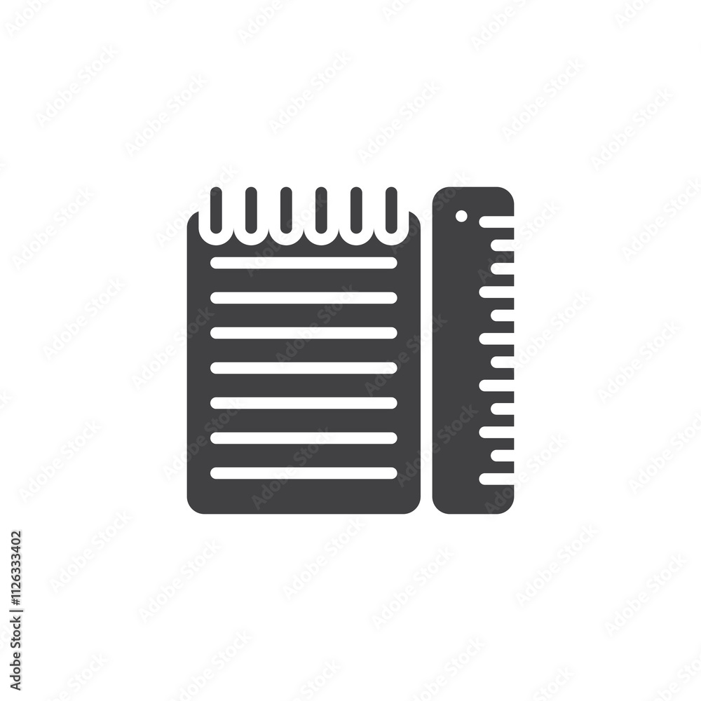 Sticky notes and ruler vector icon Sticky notes and ruler vector icon