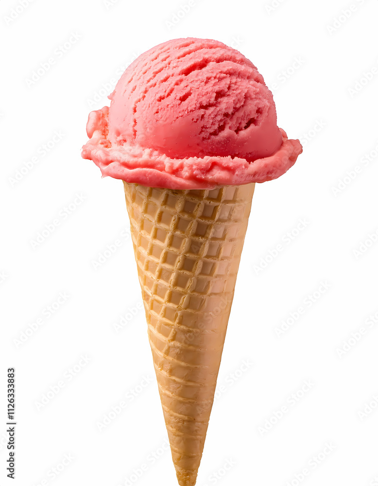 Delicious Strawberry Ice Cream in a Waffle Cone Summer Treat Sweet Dessert Frozen Yogu Delicious Strawberry Ice Cream in a Waffle Cone Summer Treat Sweet Dessert Frozen Yogu