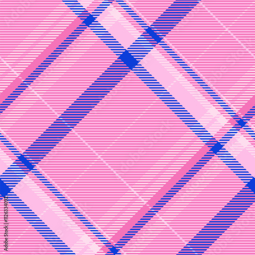 Gift card plaid texture seamless, punk check fabric tartan. Worldwide pattern textile vector background in light and pink colors.