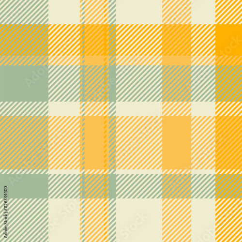 Graceful vector plaid check, multi textile texture background. Motif seamless fabric pattern tartan in light and amber colors.