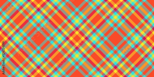 Latin plaid background textile, harvest seamless vector pattern. Underwear texture tartan fabric check in red and teal colors.