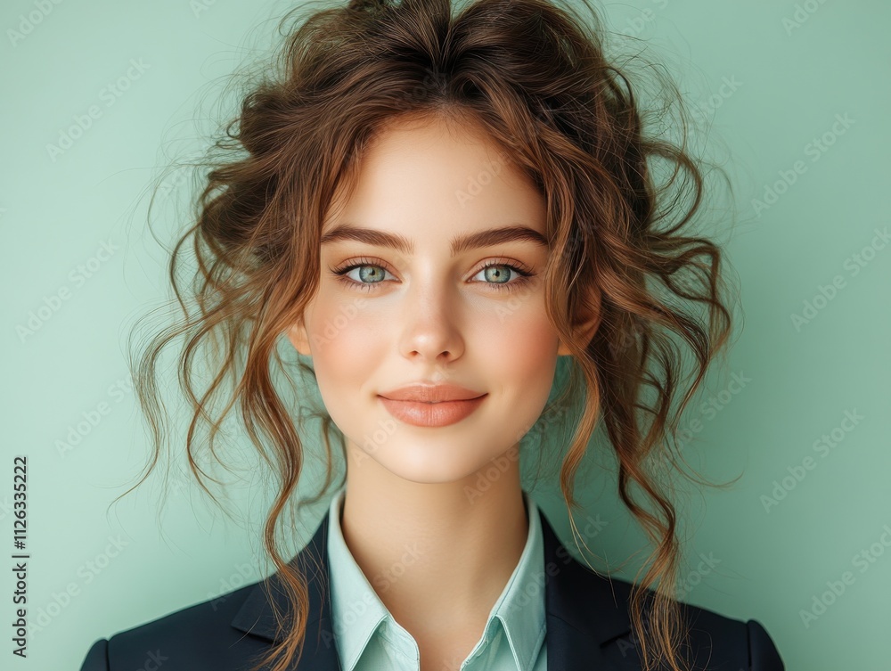 A woman in a suit is smiling for the camera