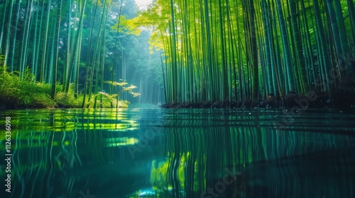 Fototapeta Naklejka Na Ścianę i Meble -  A magical forest of glass trees reflecting stars like thousands of shimmering mirrors