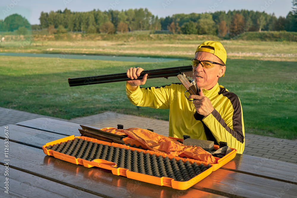 the shooter connects the barrels to the receiver of his shotgun Stock ...