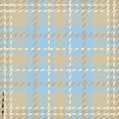 Feminine plaid background tartan, machinery fabric seamless textile. 1940s check pattern texture vector in light and velvet blue colors.