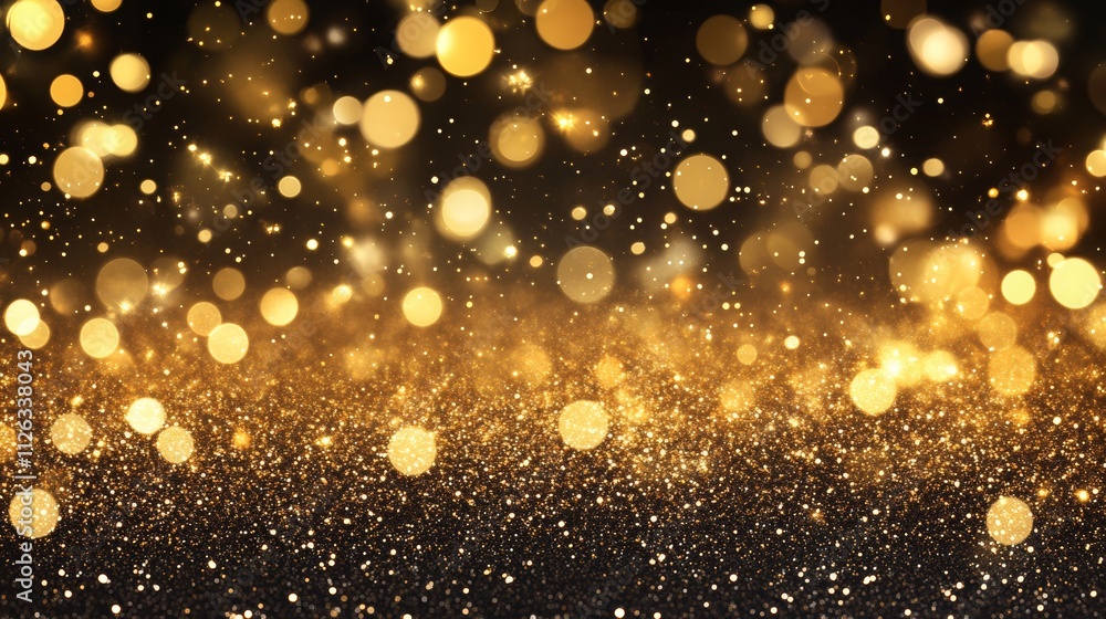 Gold glitter dust on a black backdrop, symbolizing luxury and festive celebration. Gold glitter dust on a black backdrop, symbolizing luxury and festive celebration.