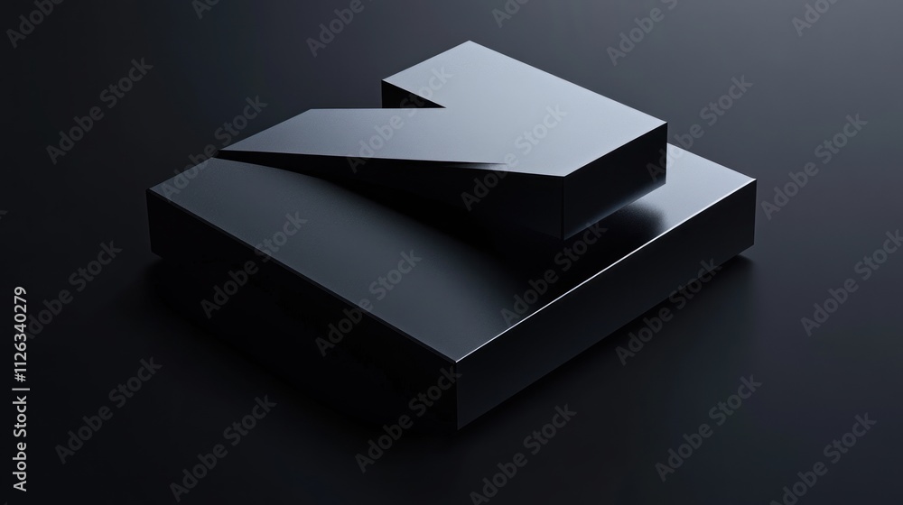 A sleek, modern black logo design with geometric shapes.