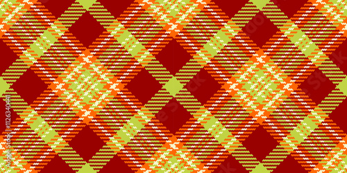 Silk seamless fabric texture, proud plaid check background. Poncho tartan vector textile pattern in red and lime colors.