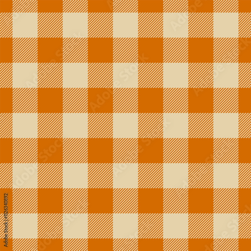 Holiday fabric seamless tartan, graphic texture textile background. Age check vector plaid pattern in orange and light colors.