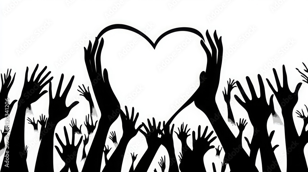 Fototapeta premium Silhouette of hands forming a heart gesture 