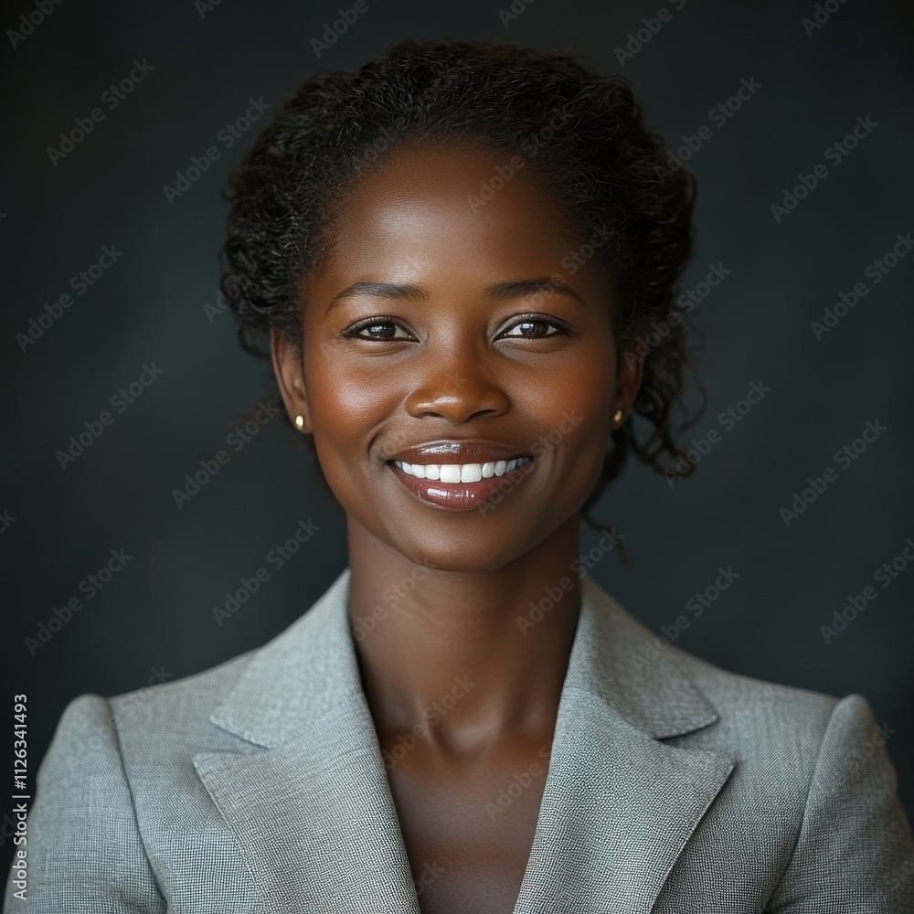 A woman with long hair and a suit is smiling for the camera A woman with long hair and a suit is smiling for the camera