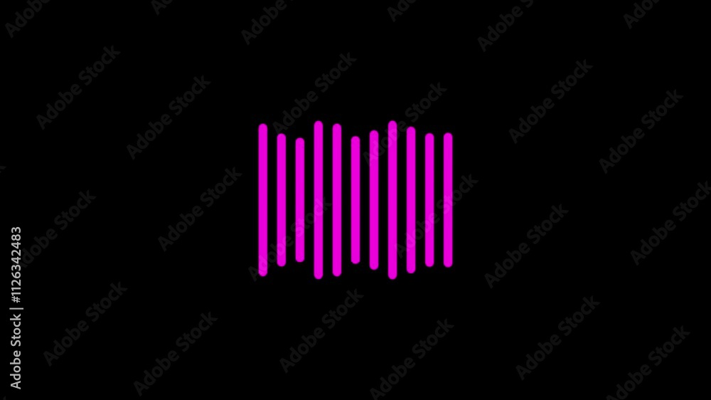 Music sound wave or audio waveform. Graphic animation of color sound waves on black background. Music sound wave or audio waveform. Graphic animation of color sound waves on black background.