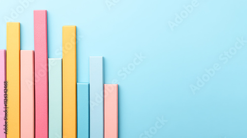 A colorful row of blocks with a blue background