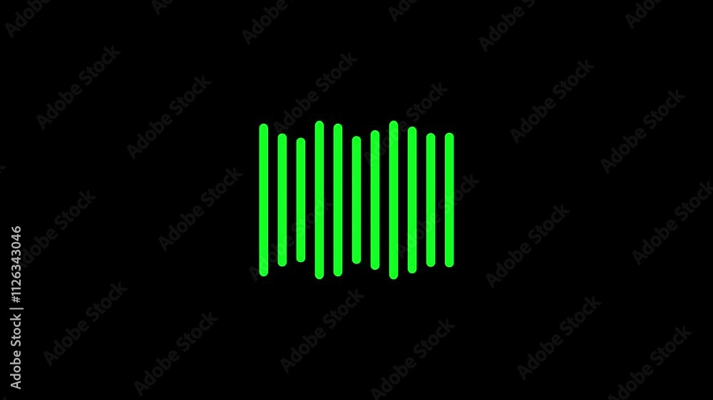 Music sound wave or audio waveform. Graphic animation of color sound waves on black background. Music sound wave or audio waveform. Graphic animation of color sound waves on black background.