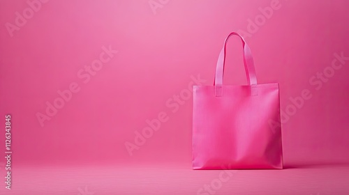 Pink Tote Bag on Pink Background: Minimalist Product Photography