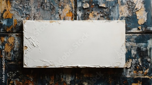 Texture and contrast of a blank canvas against a weathered wall showcase artistic potential and inspiration for creativity. Banner, greeting card, poster