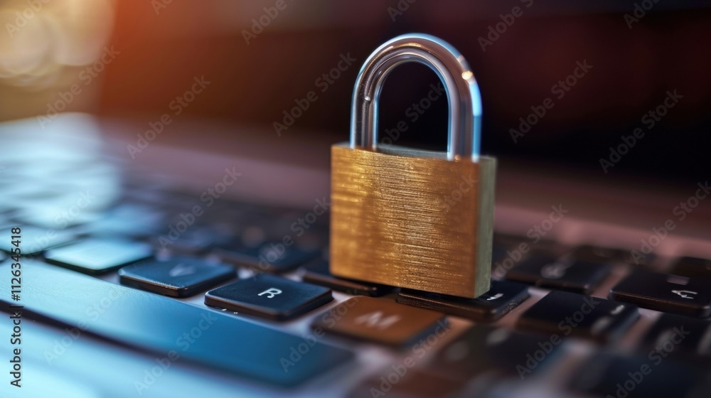 A closeup of a padlock on a laptop symbolizing the need for robust encryption and secure access controls to prevent unauthorized access to data. A closeup of a padlock on a laptop symbolizing the need for robust encryption and secure access controls to prevent unauthorized access to data.