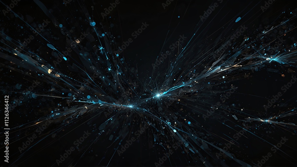 Fototapeta premium Abstract Digital Artwork with Shimmering Particles on a Black Backdrop