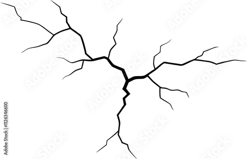 Dry cracked ground Surface crack sharp soil Broken Wall glass effect black and white vector silhouette 
