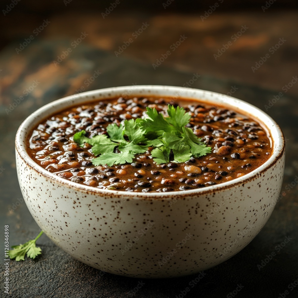 delicious black lentil dish with fresh herbs delicious black lentil dish with fresh herbs