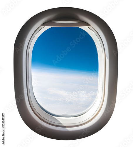  airplane window full view  isolated on a transparent background.