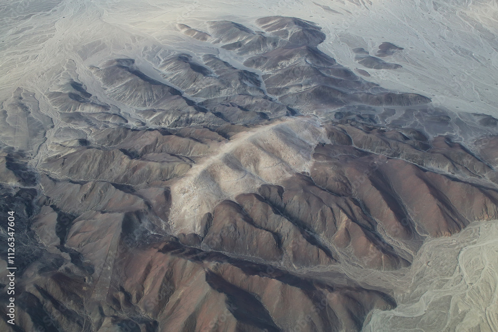 Fototapeta premium Aerial view of Pampas de Jumana near Nazca, Peru.
