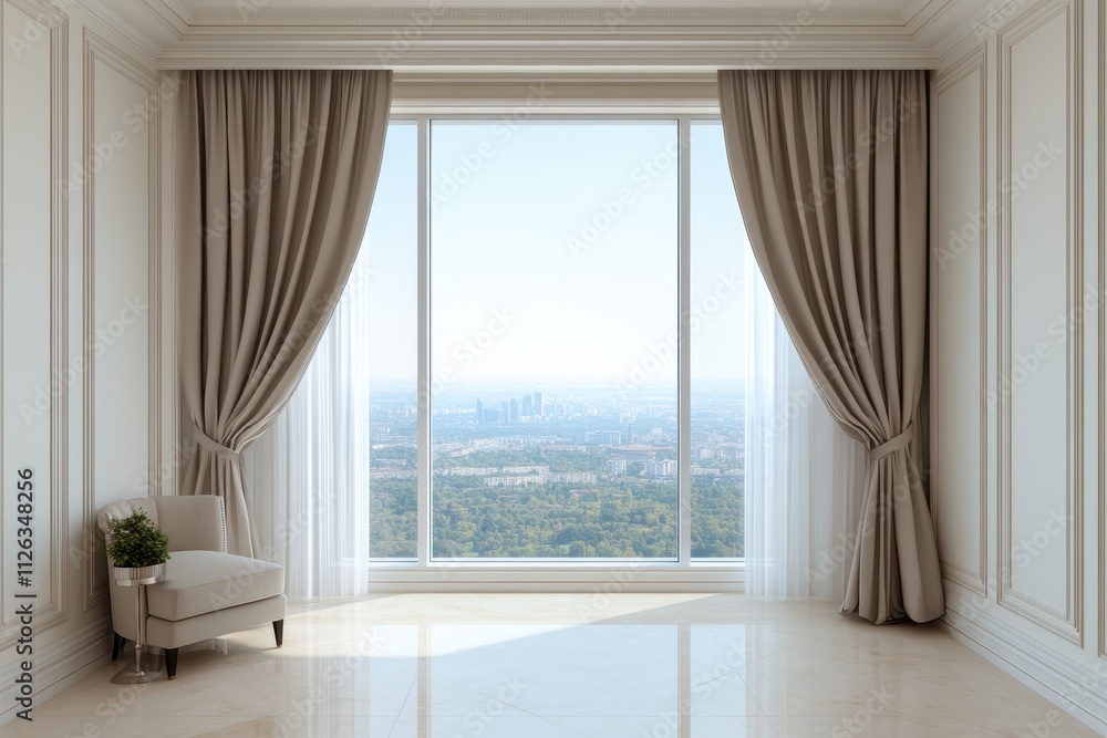 Luxurious penthouse view framed by stunning city skyline at sunset, showcasing elegance and sophistication. Luxurious penthouse view framed by stunning city skyline at sunset, showcasing elegance and sophistication.