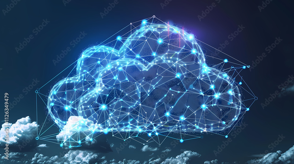 Futuristic Cloud Computing Network Illustration Futuristic Cloud Computing Network Illustration