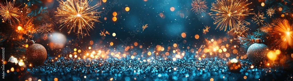 Golden fireworks and festive lights bursting in a vibrant night sky with a celebratory atmosphere Generative AI Golden fireworks and festive lights bursting in a vibrant night sky with a celebratory atmosphere Generative AI