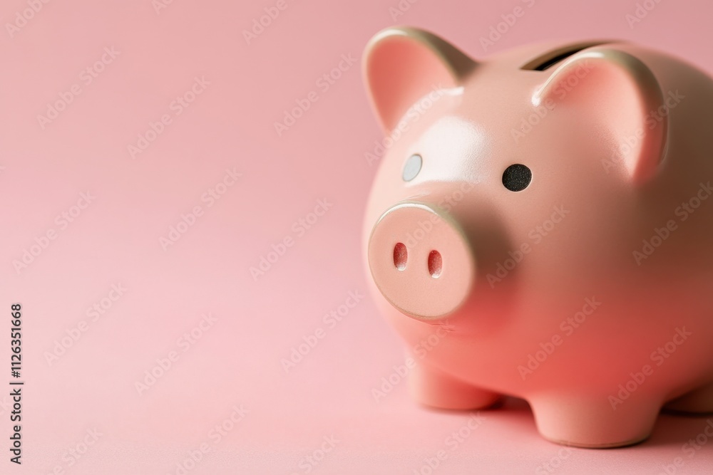 Creative photograph of a piggy bank on a blank background symbolizing money savings minimalist style studio environment close-up view for financial awareness and budgeting concepts Creative photograph of a piggy bank on a blank background symbolizing money savings minimalist style studio environment close-up view for financial awareness and budgeting concepts