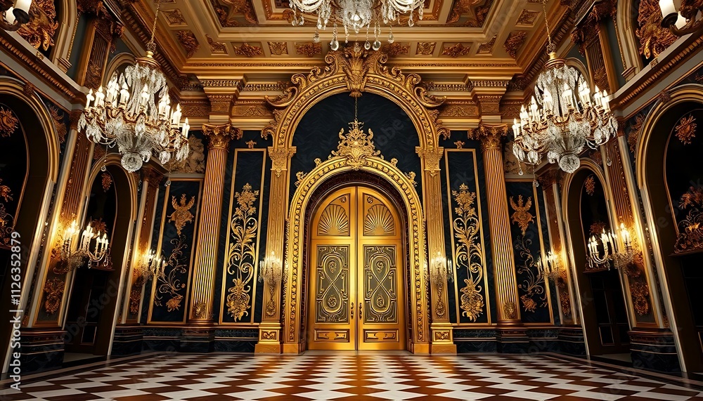 Obraz premium Luxurious Gold-Decorated Royal Hallway