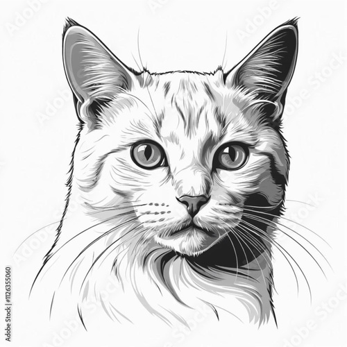 vector illustration of a cat with black lines on a white background