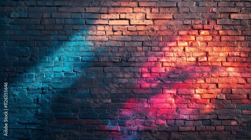 Colorful brick wall, graffitied wall, street art on brick, colorful paint