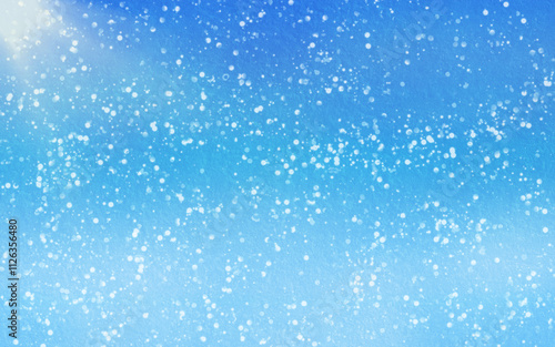 Blue winter background with snowflakes. Abstract background with blue gradient and snowflakes. Template for postcard, screensaver, banner, poster.