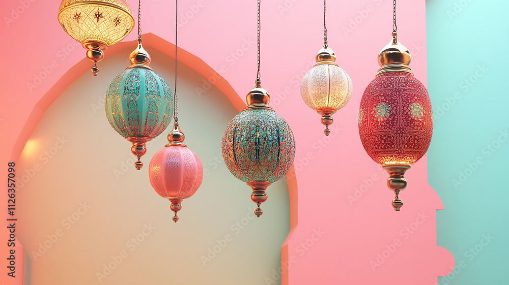 3d Ramadan ornaments background rendering 3d Ramadan ornaments background rendering