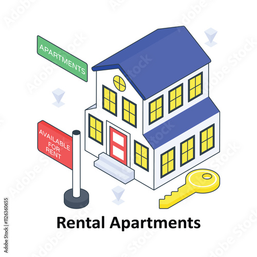 Rental Apartments isometric Colored illustration. EPS File stock illustration