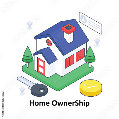 Home OwnerShip isometric Colored illustration. EPS File stock illustration