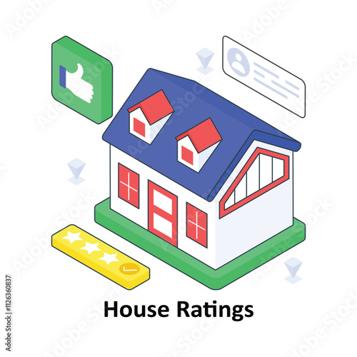 House Ratings isometric Colored illustration. EPS File stock illustration